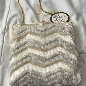 Vintage White and Silver Evening Bag